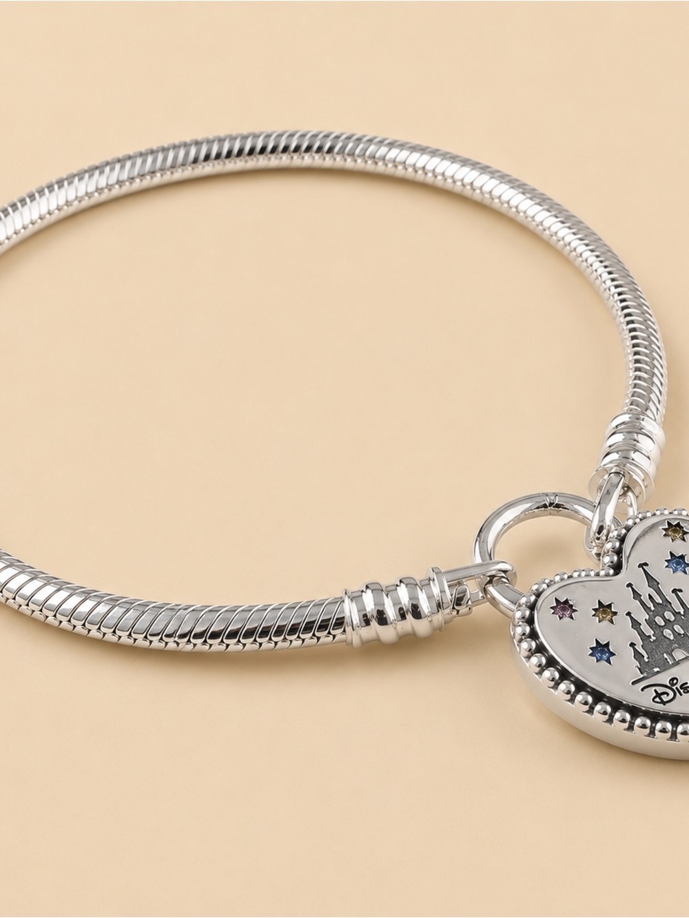Pandora Disney Silver-Tone Mickey Heart Charm Bracelet